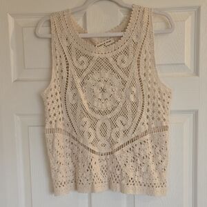 Elegant Cream Crochet Tank M/L